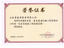 特變·森林花園3#樓獲2015年度山東省建設工程優(yōu)質(zhì)結構