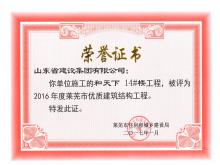 和天下14#樓被評為2016年度萊蕪市優(yōu)質(zhì)結構工程